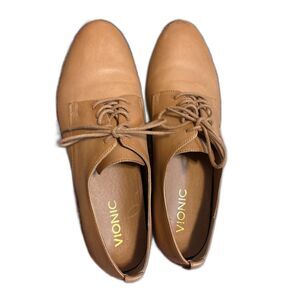Vionic Women's Tan Leather Oxfords 8.5 Timeless Classic Fresh